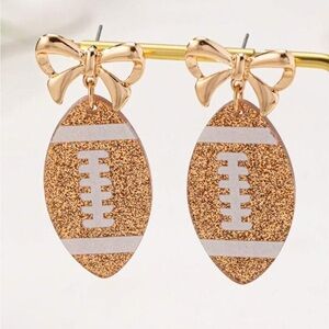 Gold Glitter Football Earrings